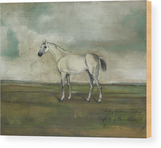 Animals Wood Print featuring the painting A Grey Hunter In A Landscape by Naomi Mccavitt