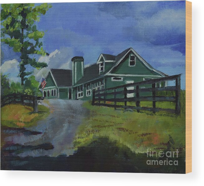 Ott Farms And Vineyard Wood Print featuring the painting A Place for Dreams -Ott Farms and Vineyard by Jan Dappen