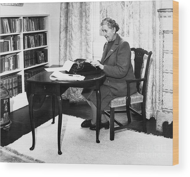 People Wood Print featuring the photograph Agatha Christie Typing At Home by Bettmann