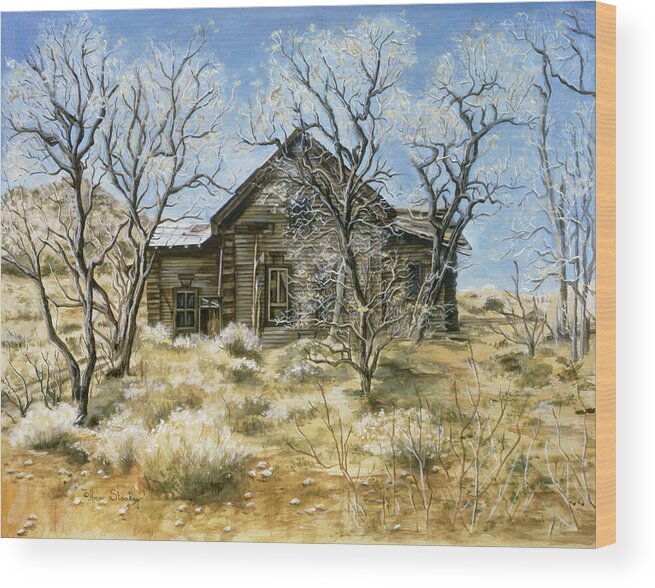 A Beat Up Old Plains House. Wood Print featuring the painting Alone by Ann Stookey