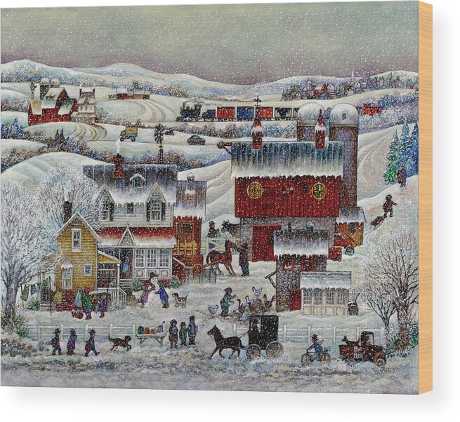 Amish Winter Wood Print featuring the painting Amish Winter by Bill Bell