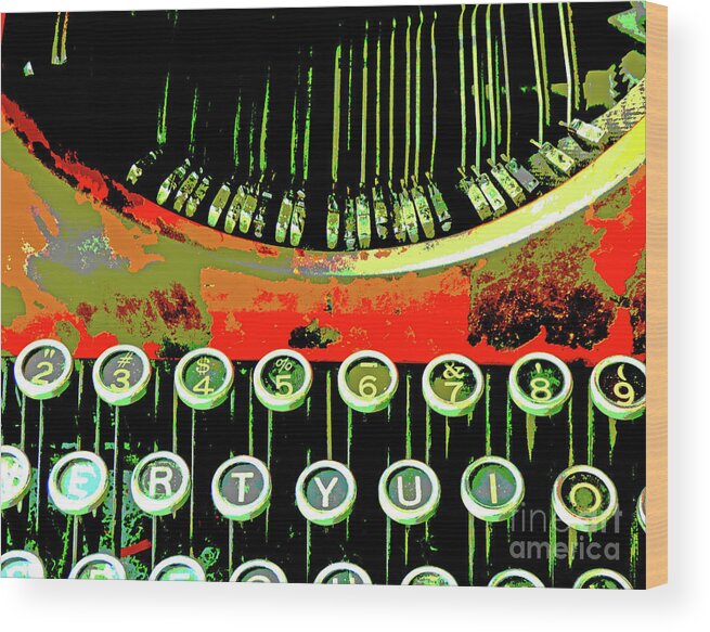Abstract Wood Print featuring the mixed media Ancient Typewriter 300 by Sharon Williams Eng