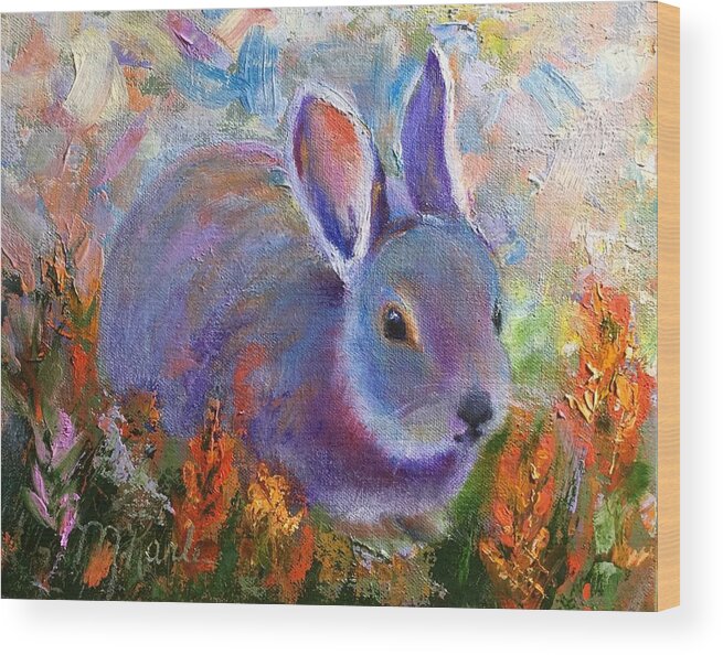  Wood Print featuring the painting Backyard Bunny by Marsha Karle