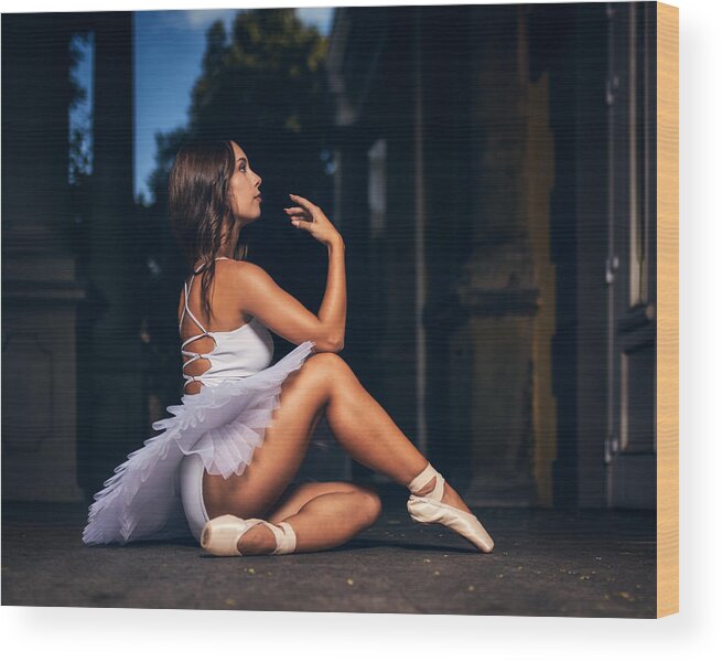 Ballerina Wood Print featuring the photograph Ballerina Posing by Vasil Nanev