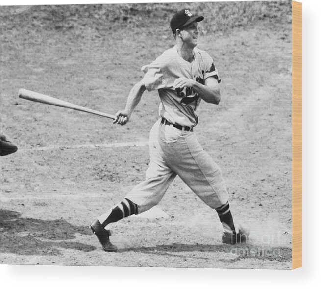 Baseball Player Stan Musial At Bat Wood Print by Bettmann 