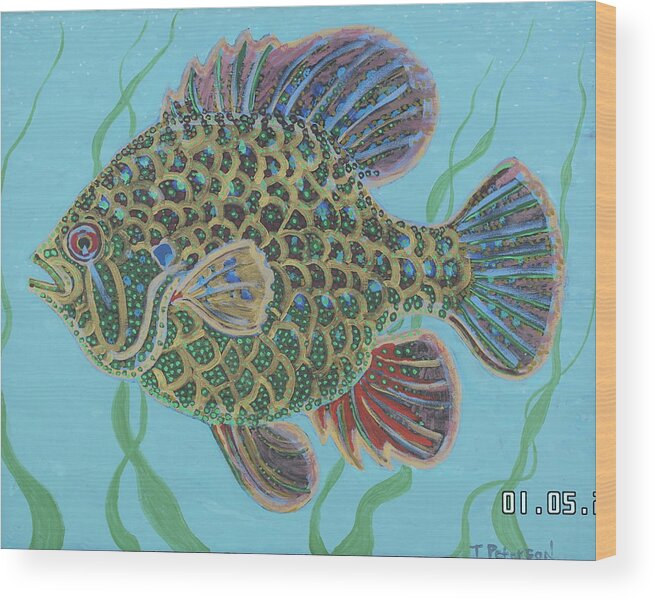 Painting Wood Print featuring the painting Bejeweled Bluegill by Todd Peterson