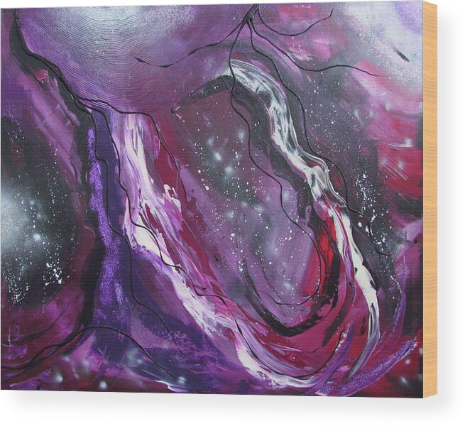 Galaxy Wood Print featuring the painting Beyond the Galaxy by Patricia Piotrak