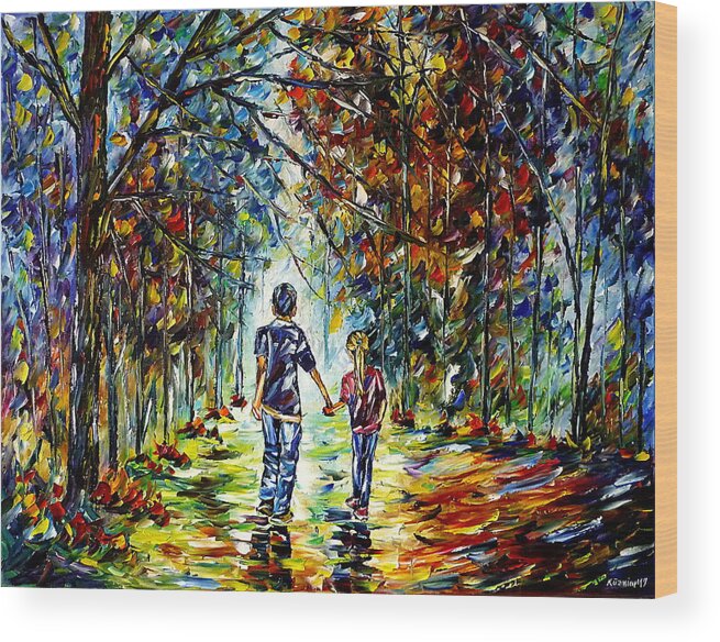 Children In The Nature Wood Print featuring the painting Big Brother by Mirek Kuzniar