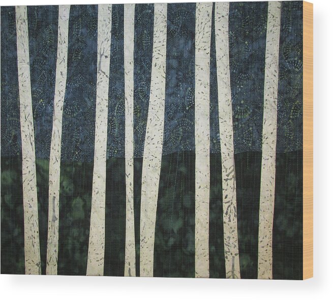Birch Wood Print featuring the tapestry - textile Birches by Pam Geisel