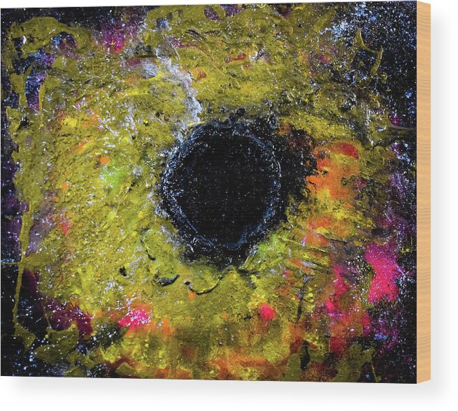 Sun Wood Print featuring the mixed media Black Hole Sun by Patsy Evans - Alchemist Artist