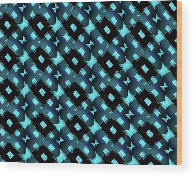 Blue Diamond Pattern Wood Print featuring the painting Blue Diamond Pattern by Mike Morren