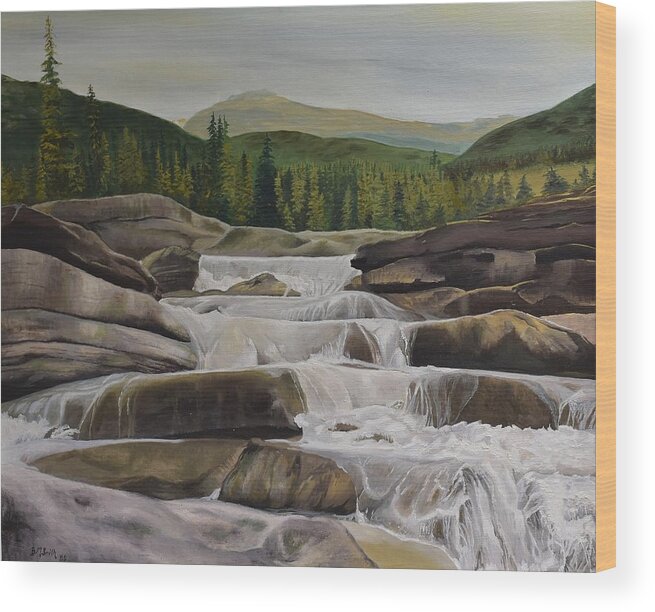  Wood Print featuring the painting Bragg Creek by Barbel Smith