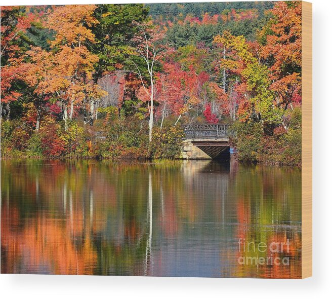 New Hampshire Wood Print featuring the photograph Bridge at Lake Chocorua by Steve Brown