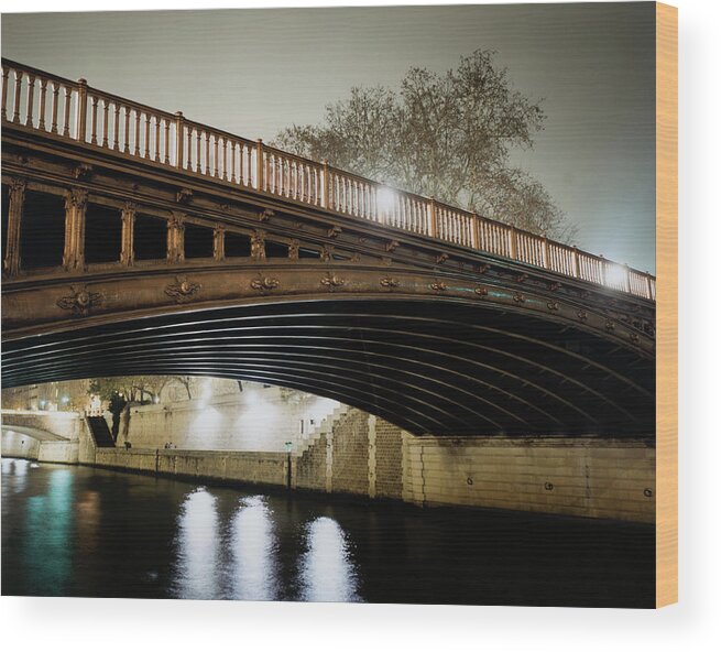 Built Structure Wood Print featuring the photograph Bridge At Night by Silvia Otte