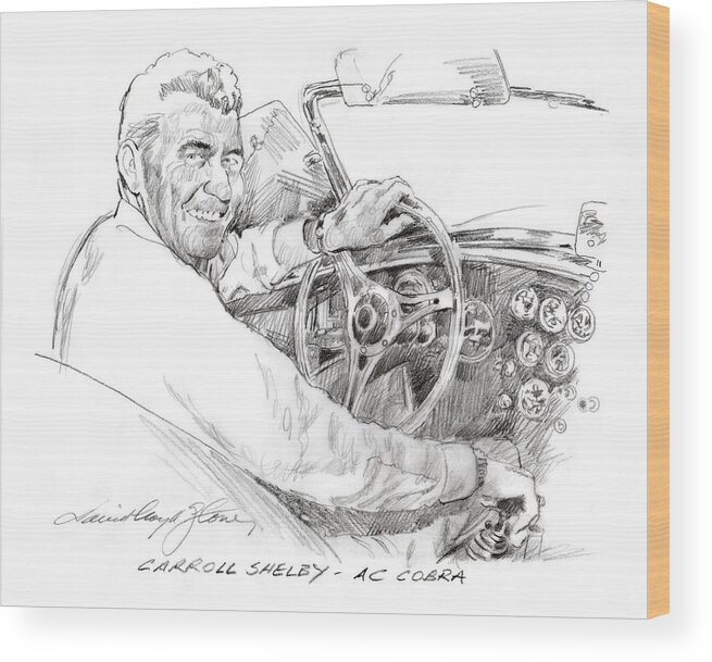 Carrol Shelby Wood Print featuring the painting Carroll Shelby, Ac Cobra by David Lloyd Glover