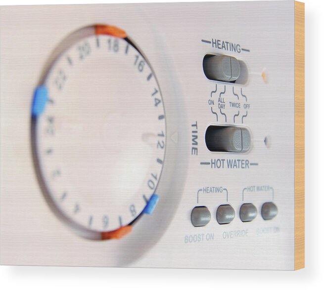 Technological Wood Print featuring the photograph Central Heating Control Panel by Cordelia Molloy/science Photo Library