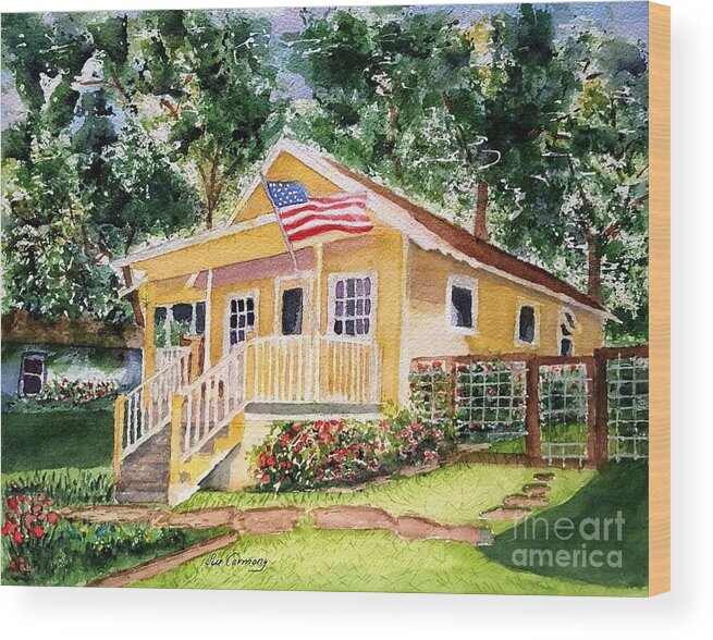 Cottage Wood Print featuring the painting Chautauqua Cottage by Sue Carmony