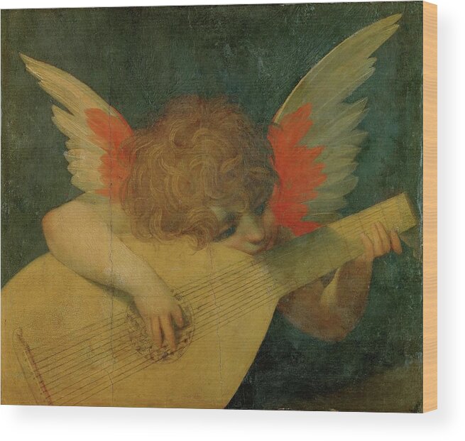 Il Rosso Fiorentino Wood Print featuring the painting Cherub making music,1522 Wood,47 x 39 cm Inv.1505. by ROSSO FIORENTINO Rosso Fiorentino -G B di Jacopo di Guasparre-