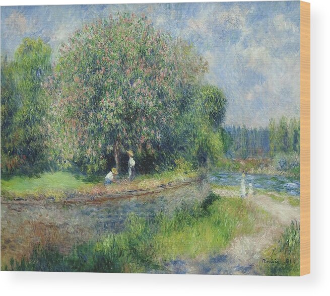 Fine Art Wood Print featuring the painting Chestnut Tree Blooming by Pierre Auguste Renoir