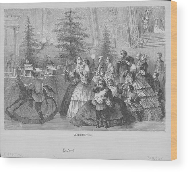 Engraving Wood Print featuring the photograph Christmas Tree Celebrations by Frederic Lewis