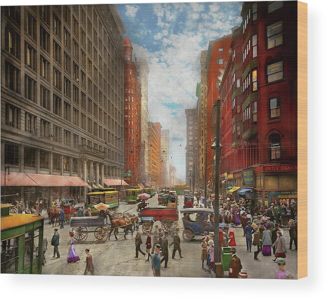 Chicago Wood Print featuring the photograph City - Chicago IL - Marshall Fields Company 1911 by Mike Savad