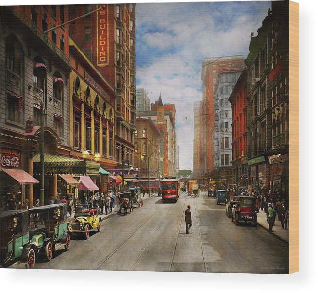 Chicago Wood Print featuring the photograph City - Chicago IL - The Brevoort Hotel 1910 by Mike Savad