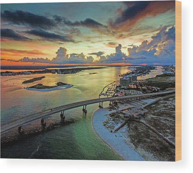 Alabama Wood Print featuring the photograph Clouds and Storms at Sunrise at Perdido Beach Pass by Michael Thomas