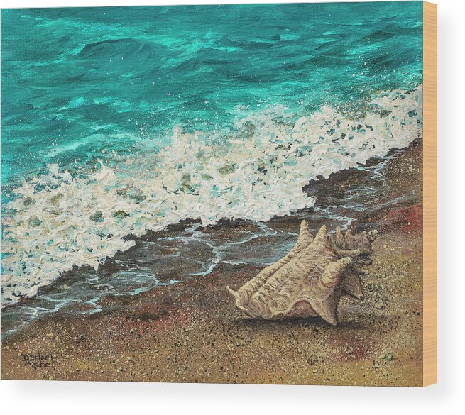 Landscape Wood Print featuring the painting Conch Shell by Darice Machel McGuire