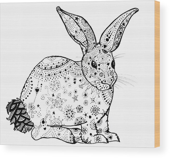 Constellation Rabbit Wood Print featuring the digital art Constellation Rabbit by Creations By Carrie D