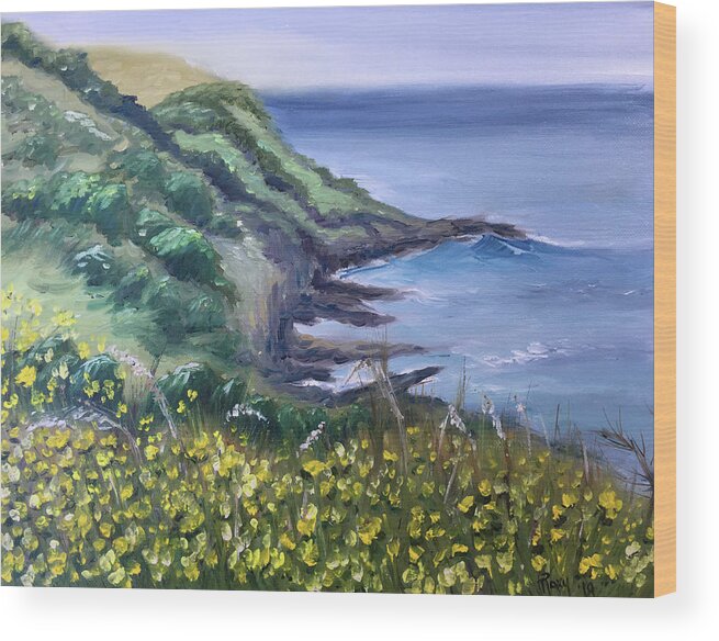 Cornwall Wood Print featuring the painting Cornwall by Roxy Rich