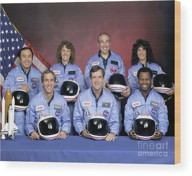 Crew Members Wood Print featuring the photograph Crew Photo Of The Space Shuttle Challenger by Nasa/science Photo Library
