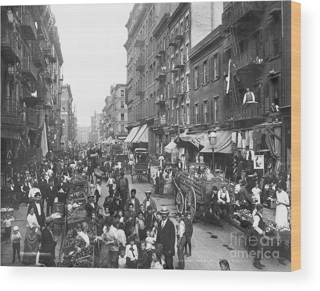 Crowd Of People Wood Print featuring the photograph Crowded Life On Mulberry Street by Bettmann