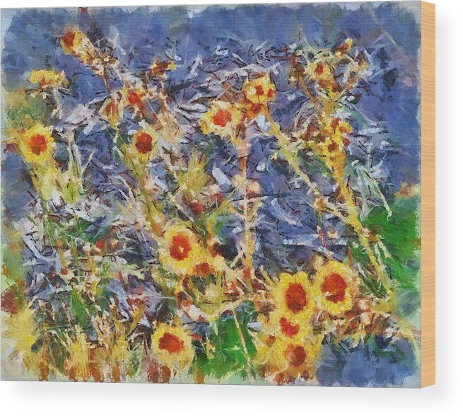 Daisies Wood Print featuring the mixed media Daisies by Christopher Reed