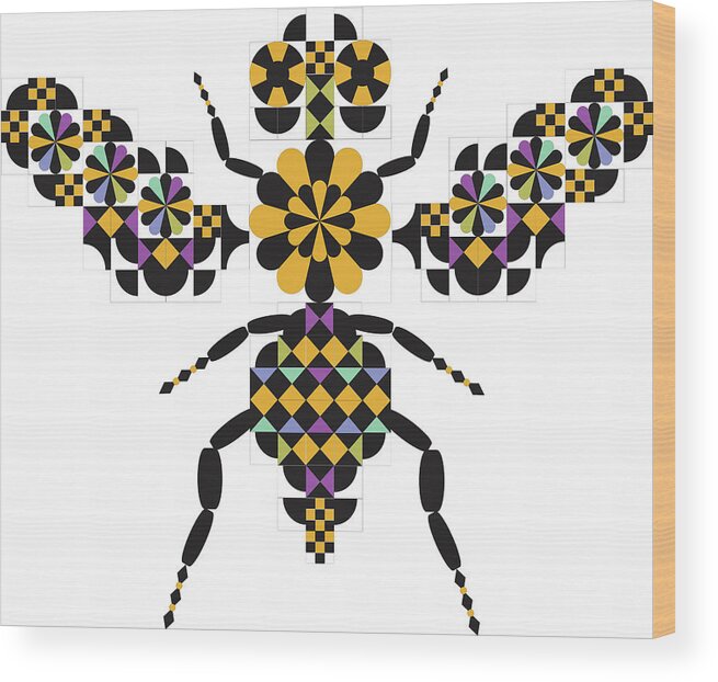 Dazzling Honey Bee Wood Print featuring the digital art Dazzling Honey Bee by Mindy Howard