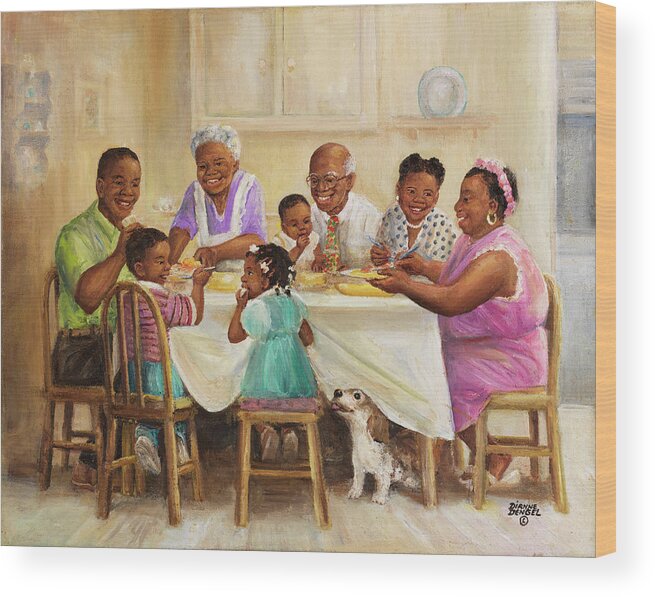African American Family Wood Print featuring the painting Dd_024 by Dianne Dengel
