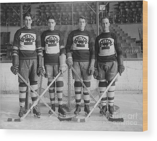 People Wood Print featuring the photograph Defense Men Of Boston Bruins by Bettmann