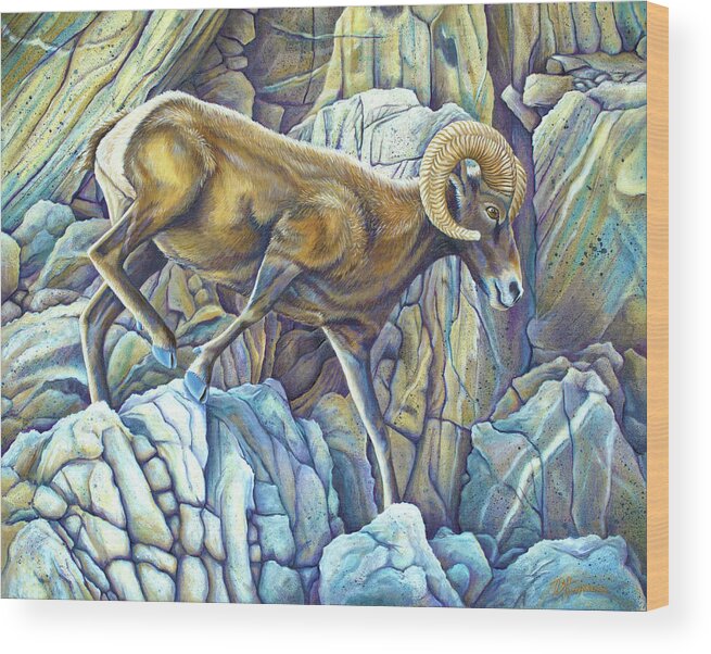 Ram Wood Print featuring the painting Desert Ram by Tish Wynne