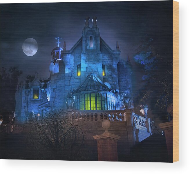 Magic Kingdom Wood Print featuring the photograph Disney World's Haunted Mansion by Mark Andrew Thomas