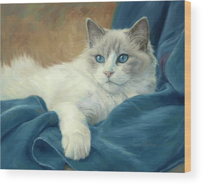 Cat Wood Print featuring the painting Diva by Lucie Bilodeau