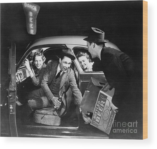 People Wood Print featuring the photograph Drunken Driver Loading Beer In Car by Bettmann