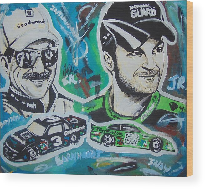 Dale Earnhardt Jr. Wood Print featuring the painting Earnhardt Legacy by Antonio Moore
