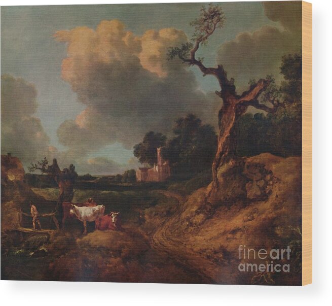 Oil Painting Wood Print featuring the drawing Elmsett Church West Suffolk 18th Century by Print Collector