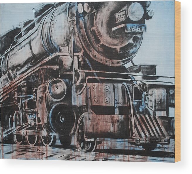 Steam Engine Wood Print featuring the painting Engine #25 by Emily Page