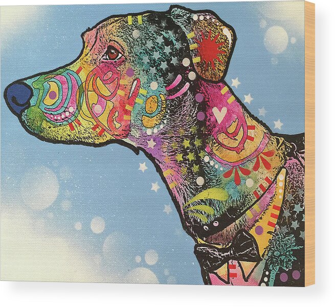 Dog Wood Print featuring the mixed media Enzo by Dean Russo