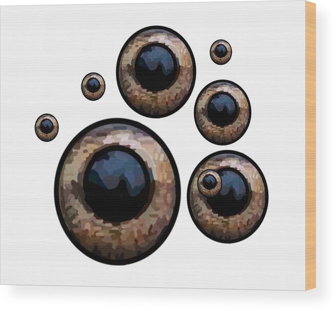 Modern Abstract Wood Print featuring the digital art Eyes Have It White by Joan Stratton