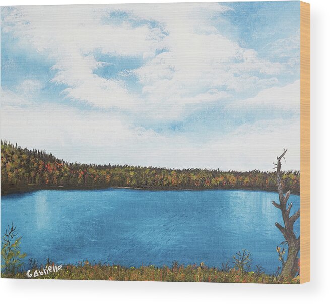 Landscape Wood Print featuring the painting Fall In Itasca by Gabrielle Munoz