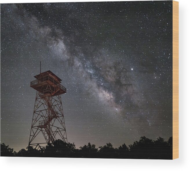 Milky Way Wood Print featuring the photograph Fire Tower by James Barber