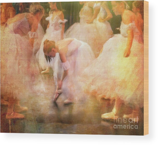 Ballerina Wood Print featuring the photograph Fixing the Ballet Shoe by Craig J Satterlee