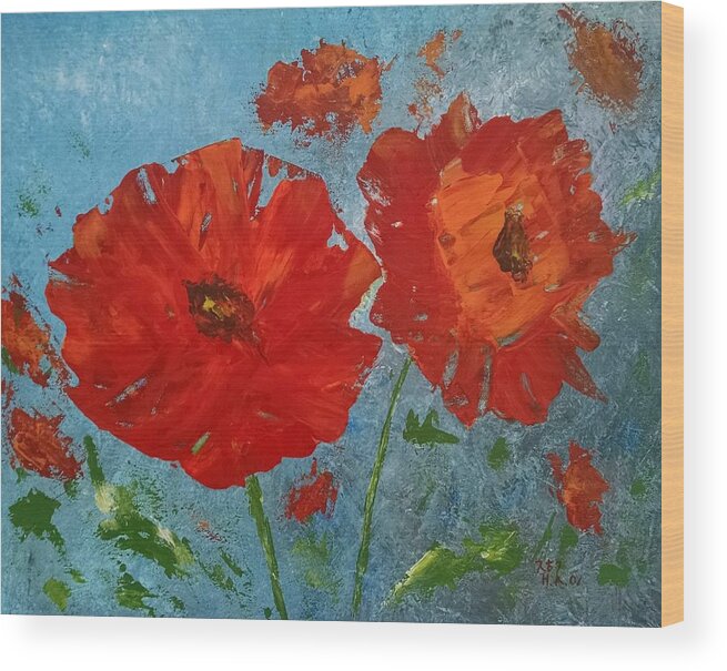 Poppy Flowers Wood Print featuring the painting Poppy Flowers by Helian Cornwell