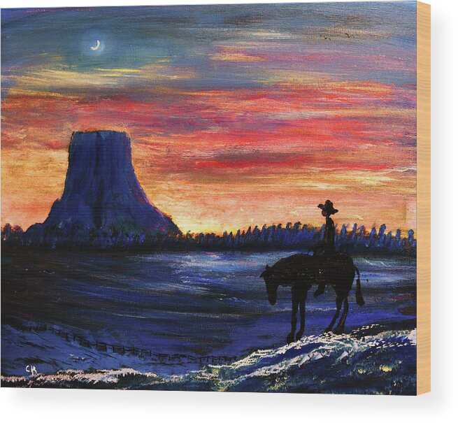 Wyoming Wood Print featuring the painting Forever West by Chance Kafka